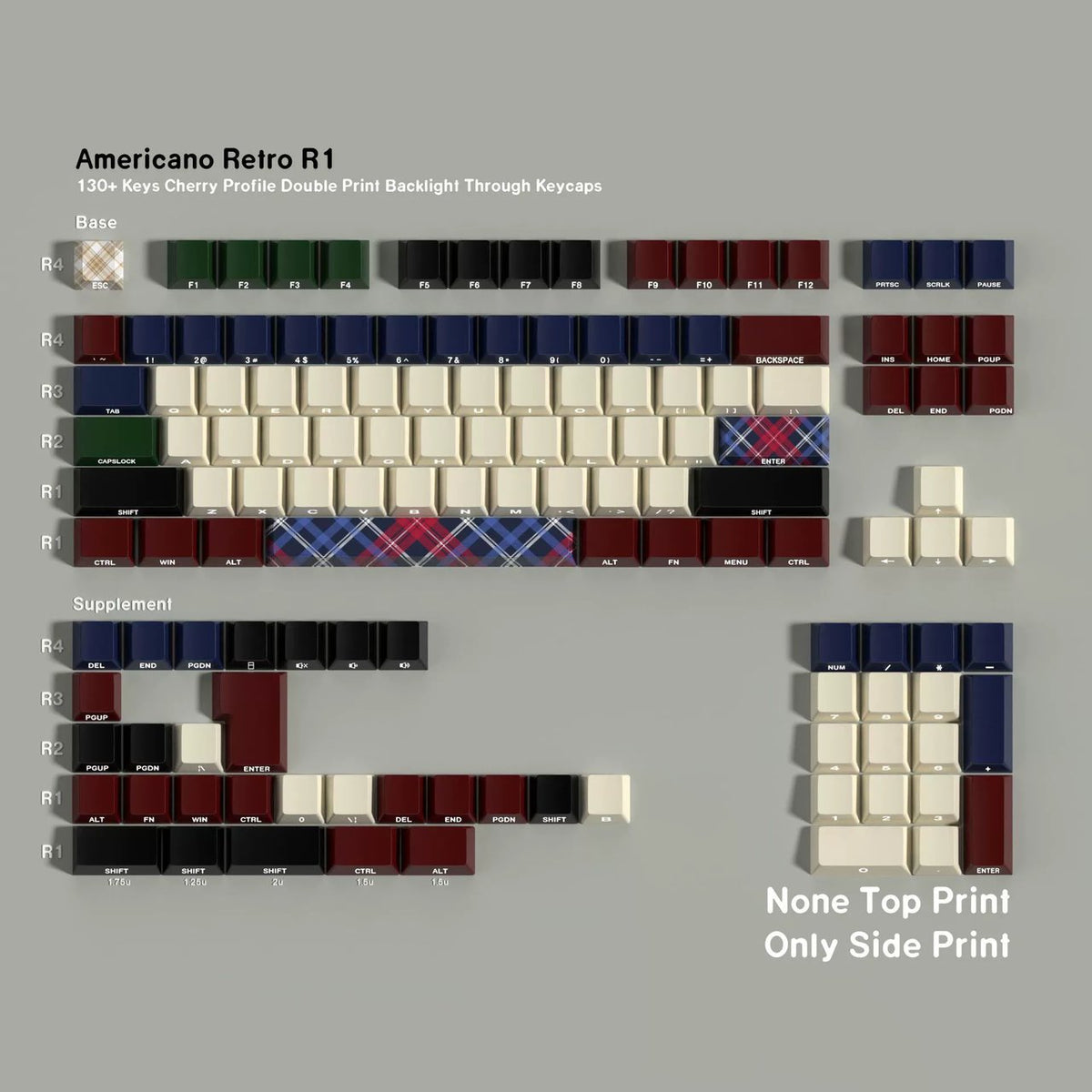 Americana Retro R1 — Cherry Side-lit PBT Keycap Set
