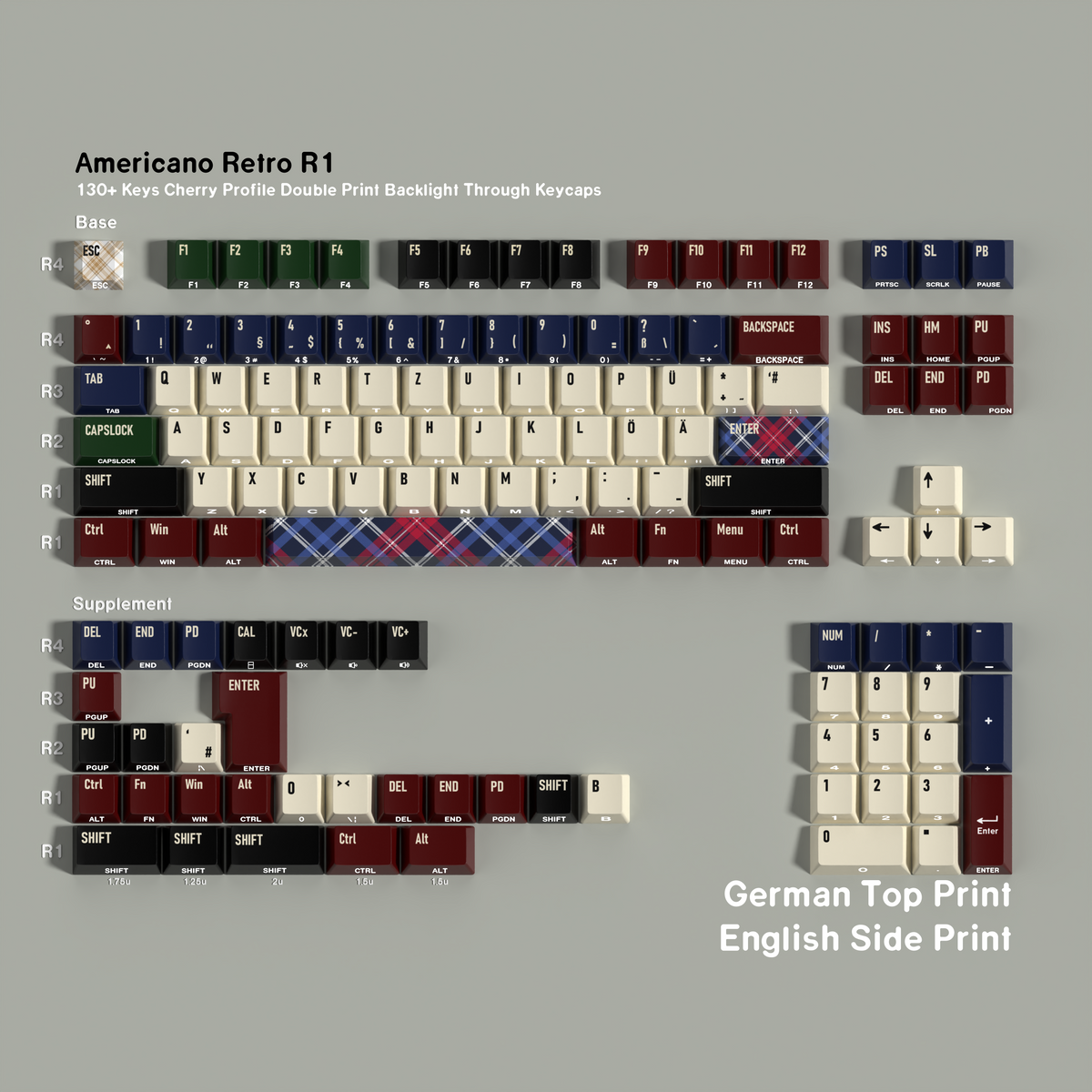 Americana Retro R1 — Cherry Side-lit PBT Keycap Set