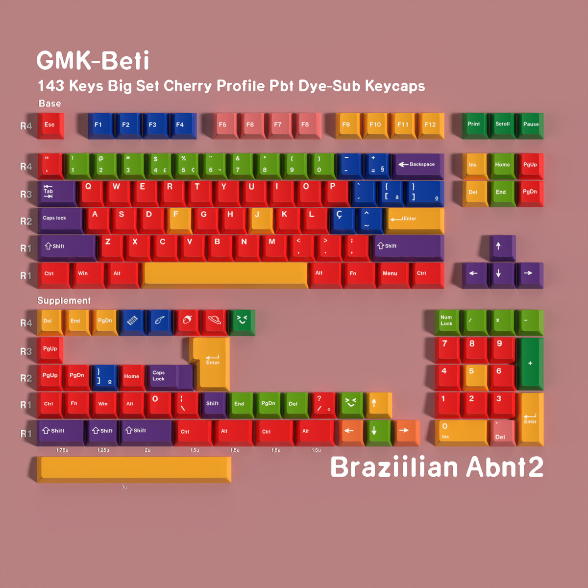 Beti — Cherry Non-translucent PBT Keycap Set