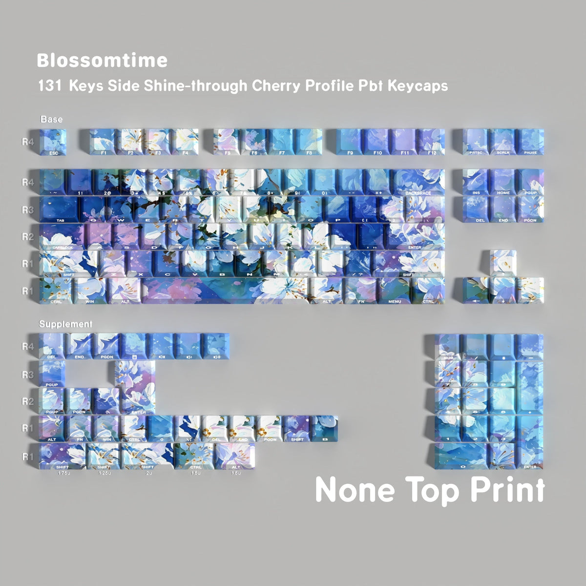 Blossomtime — Cherry Side-lit PBT Keycap Set — Blank layout