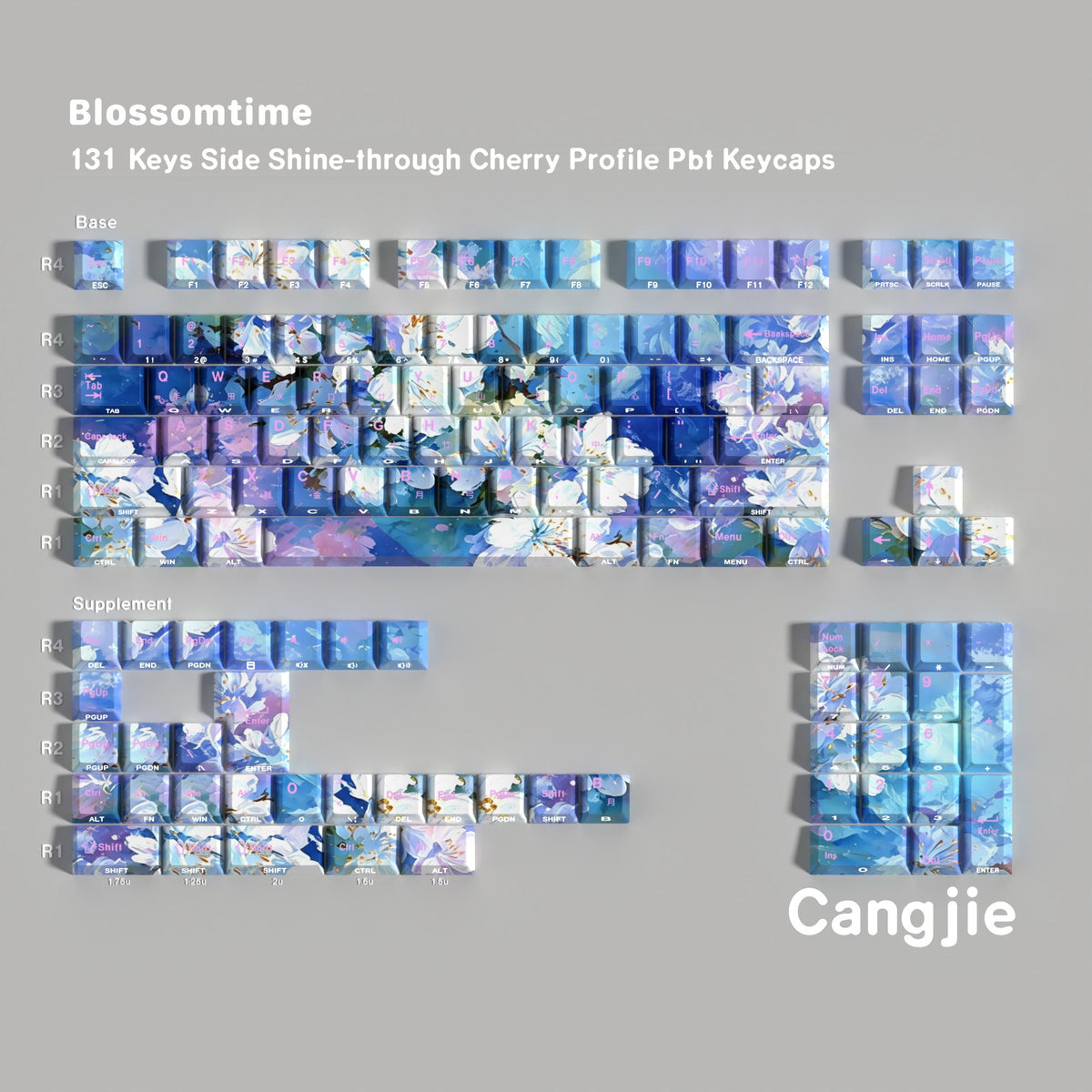 Blossomtime — Cherry Side-lit PBT Keycap Set — Cangjie layout