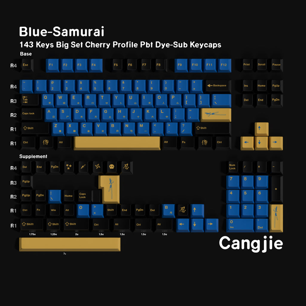 Blue Samurai — Cherry Non-translucent PBT Keycap Set