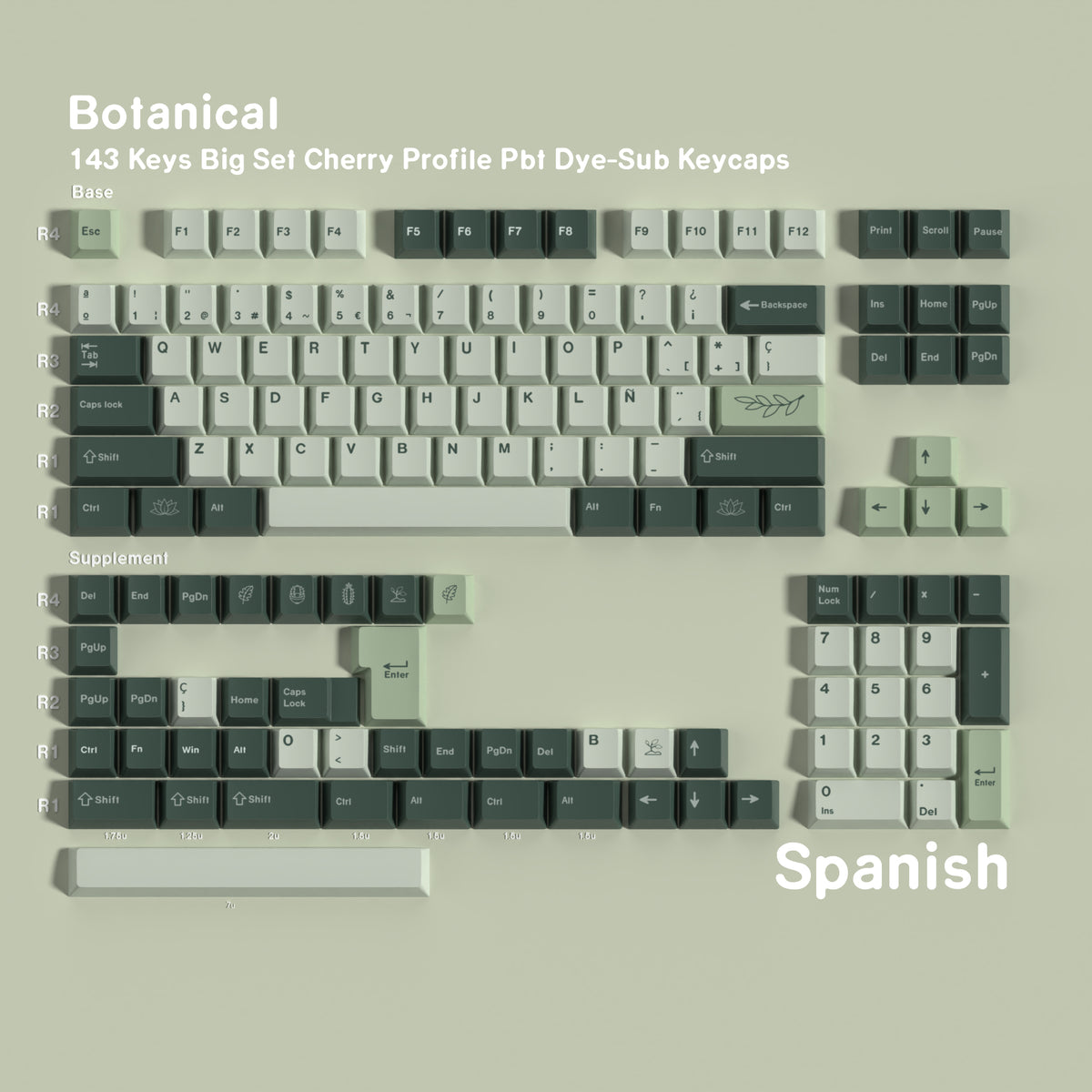 Botanical Garden — Cherry Non-translucent PBT Keycap Set