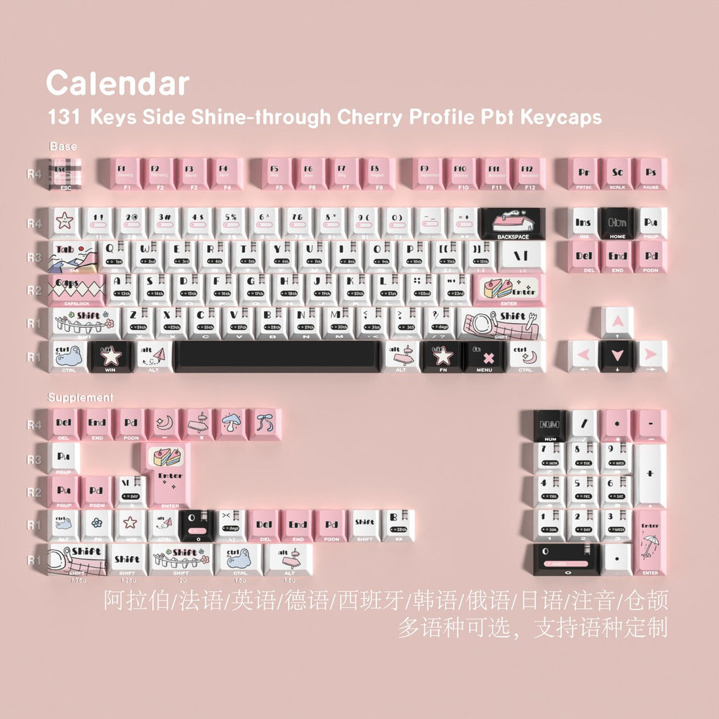 Calendar — Set di keycaps PBT Cherry Side-lit