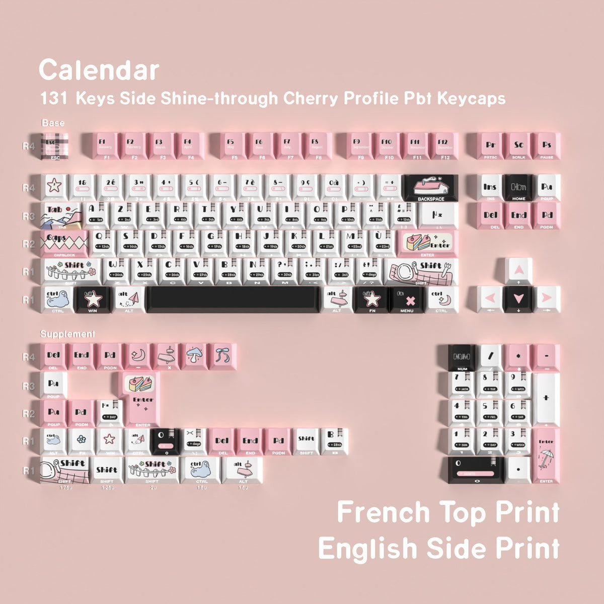 Calendar keycap set — French layout