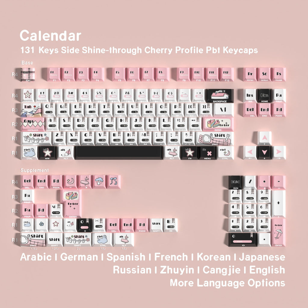 Calendar keycap set — English layout hero
