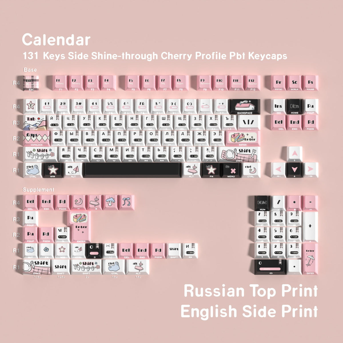 Calendar keycap set — Russian layout
