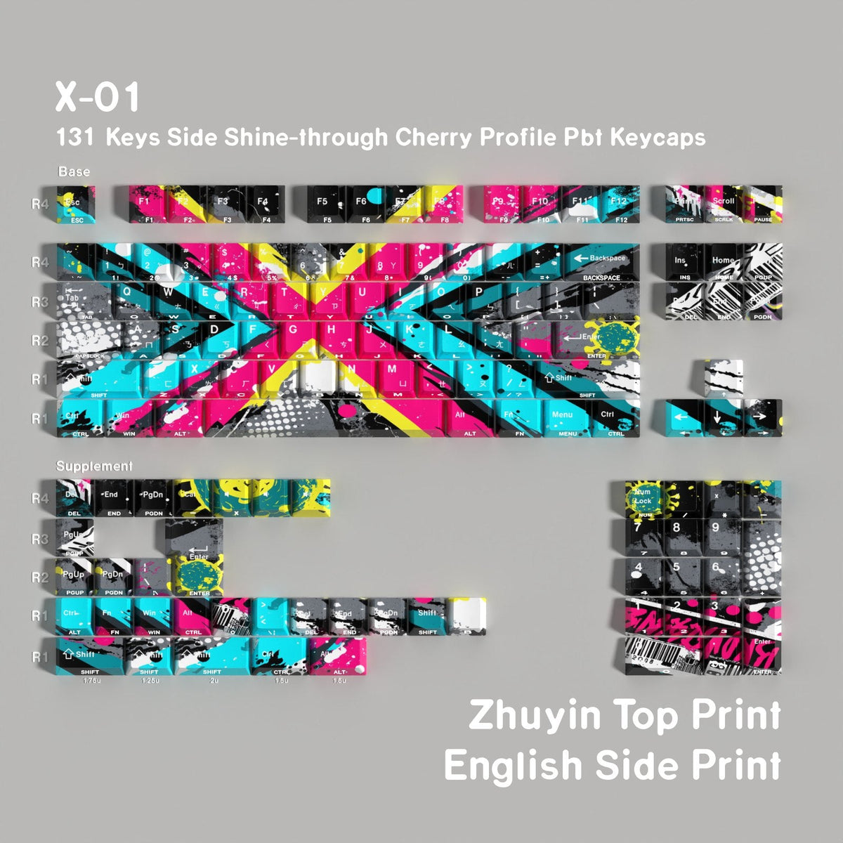 Chromatic X-01 — Cherry Side-lit PBT Keycap Set — Bopomofo layout