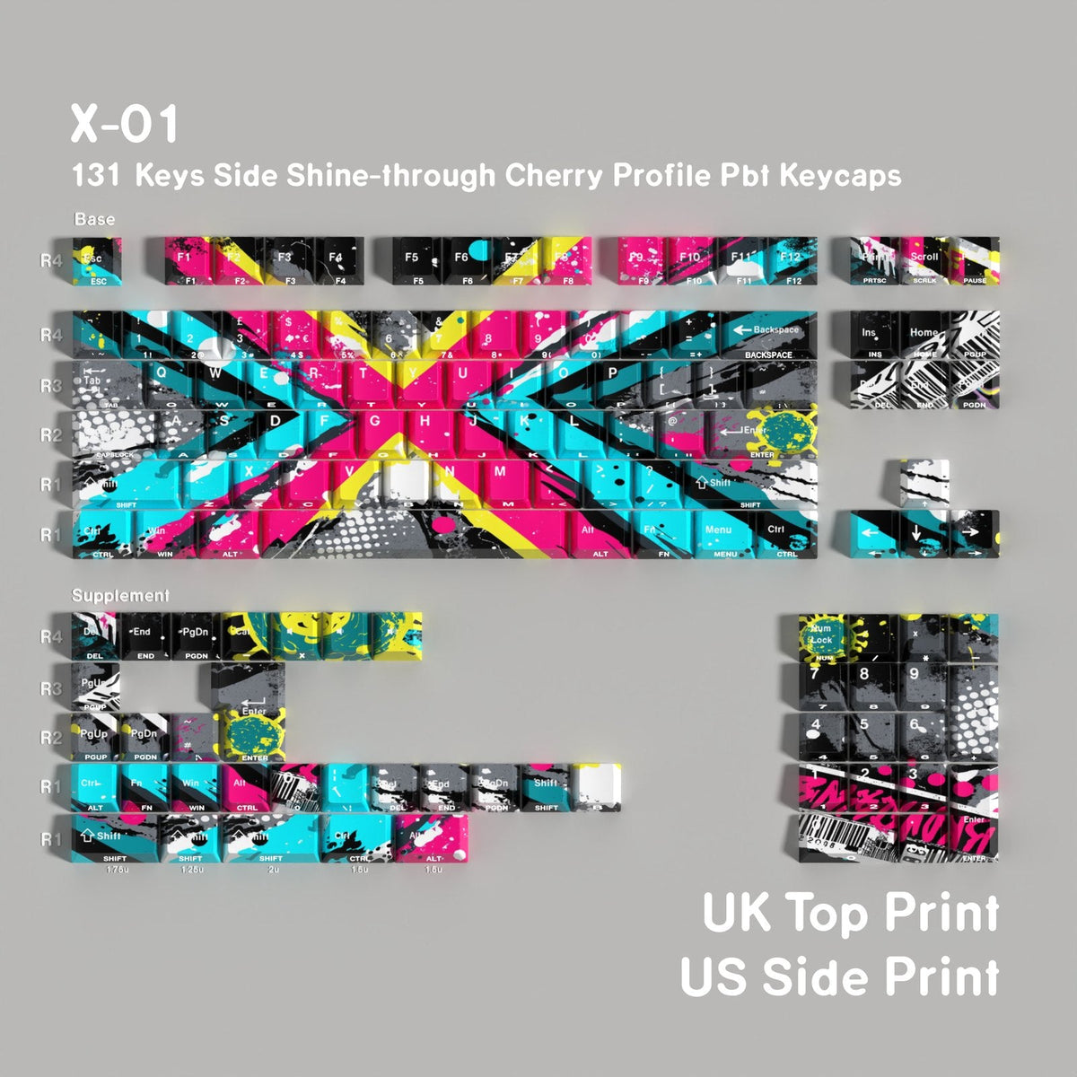 Chromatic X-01 — Cherry Side-lit PBT Keycap Set — English (UK) layout