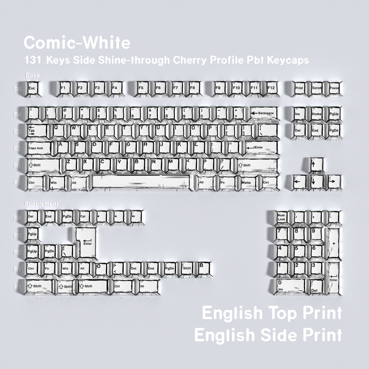 Comic White — Cherry Side-lit PBT Keycap Set