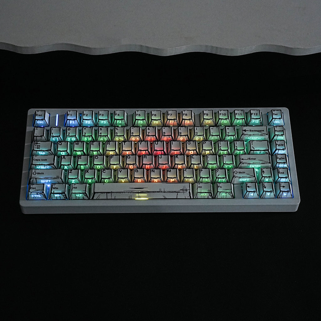 漫画白 keycap set lifestyle photo