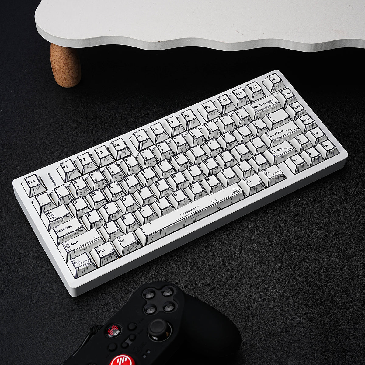 漫画白 keycap set lifestyle photo