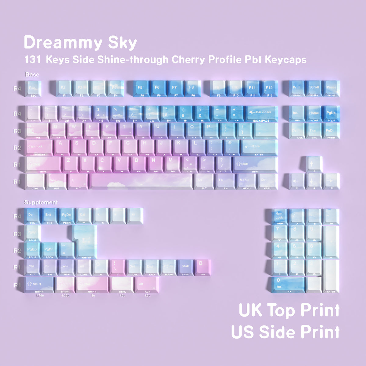Dreamfly Sky — Cherry Side-lit PBT Keycap Set