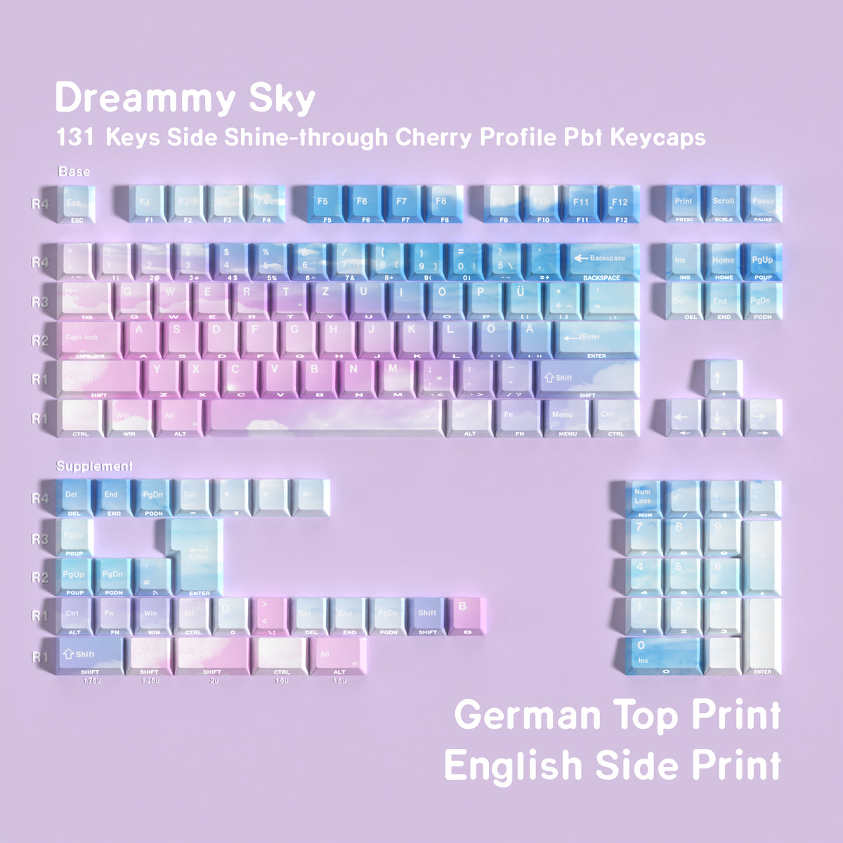 Dreamfly Sky — Cherry Side-lit PBT Keycap Set