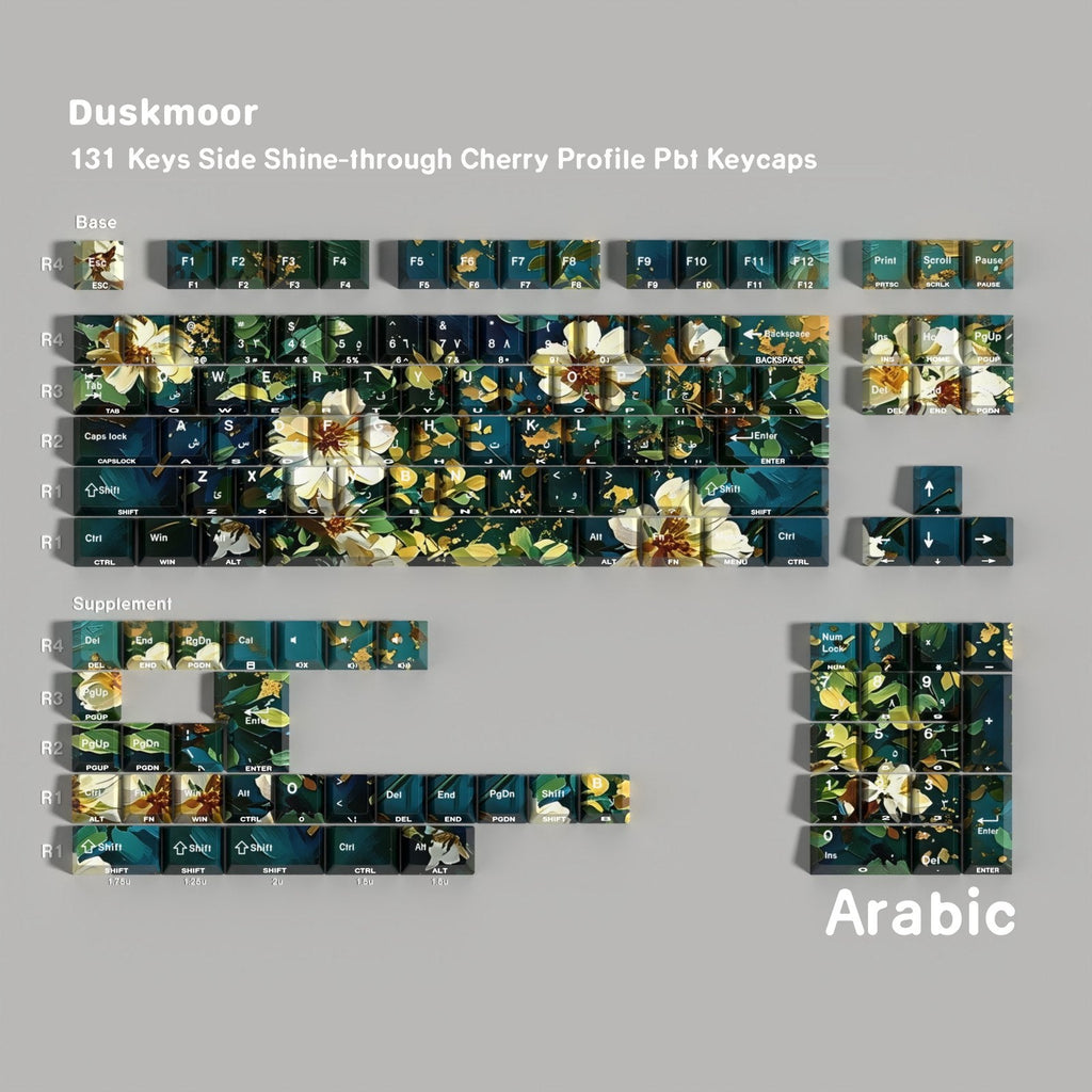 Duskmoor — Cherry Side-lit PBT Keycap Set — Arabic layout