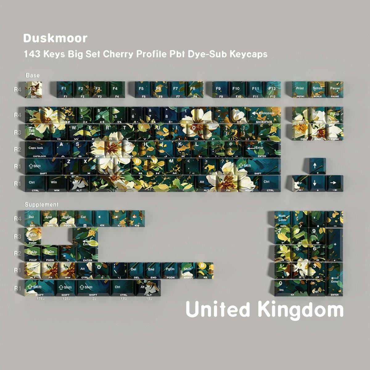 Duskmoor — Cherry Side-lit PBT Keycap Set — English (UK) layout