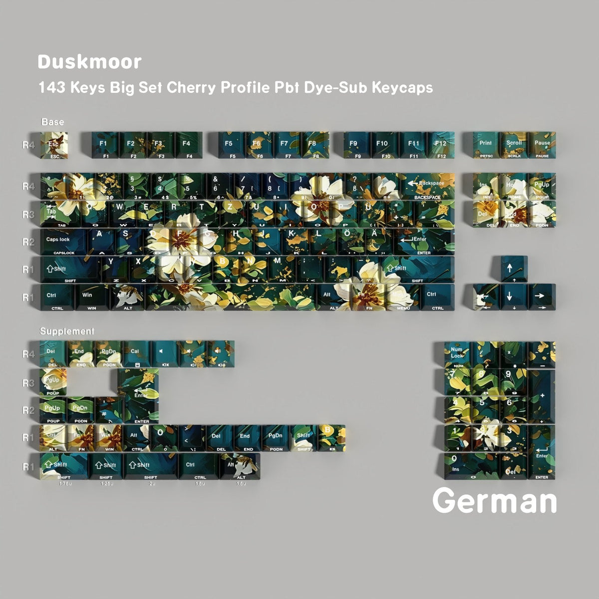 Duskmoor — Cherry Side-lit PBT Keycap Set — German layout