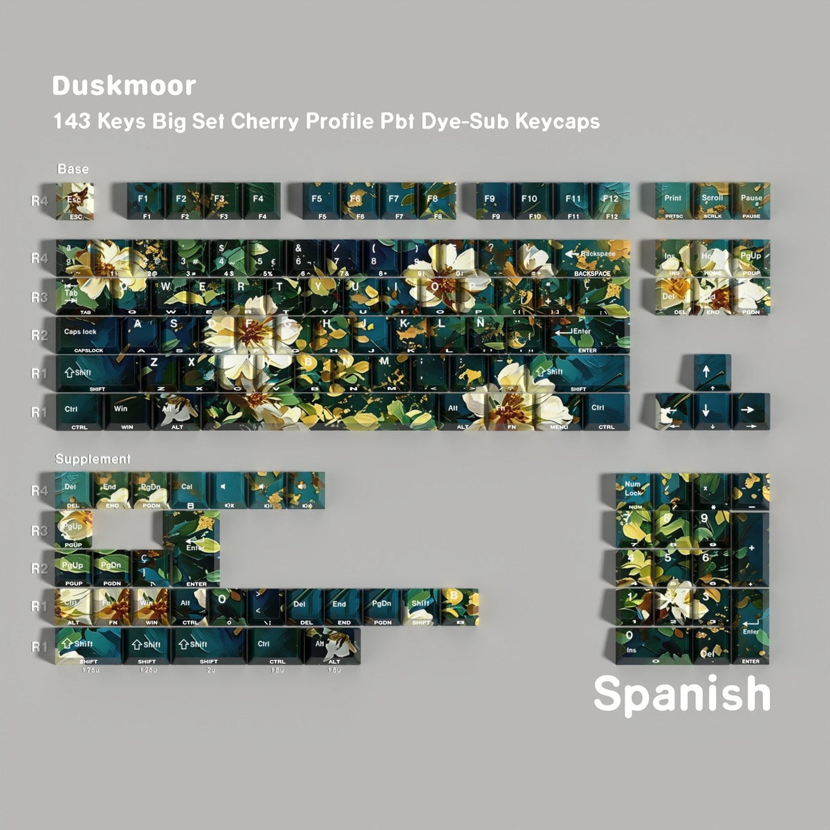 Duskmoor — Cherry Side-lit PBT Keycap Set — Spanish layout
