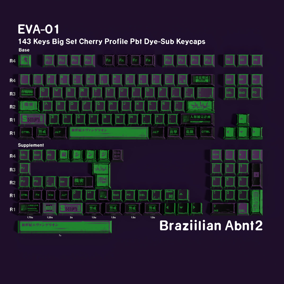 EVA-01 — Cherry Non-translucent PBT Keycap Set