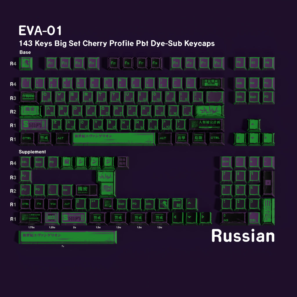 EVA-01 — Cherry Non-translucent PBT Keycap Set