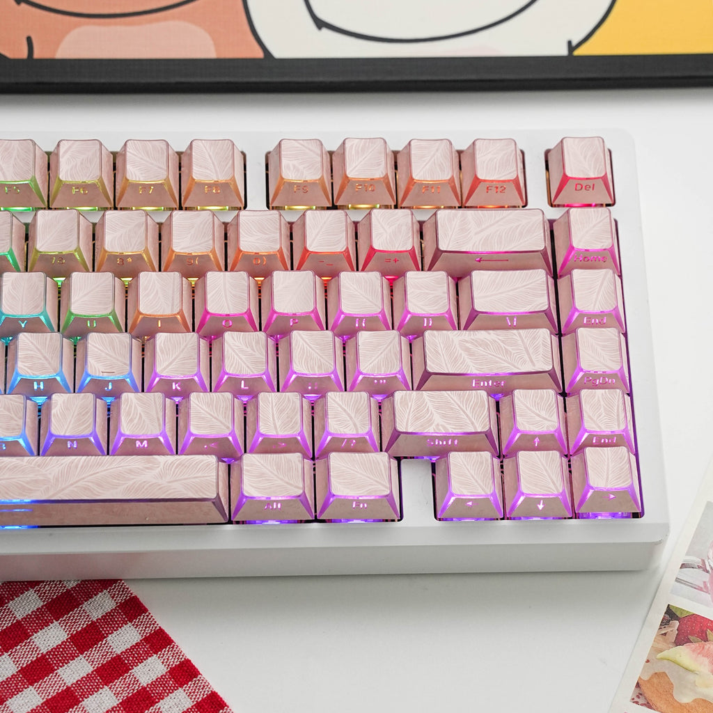 Jaycomia Feather Pink Cherry LAS PBT keycap set