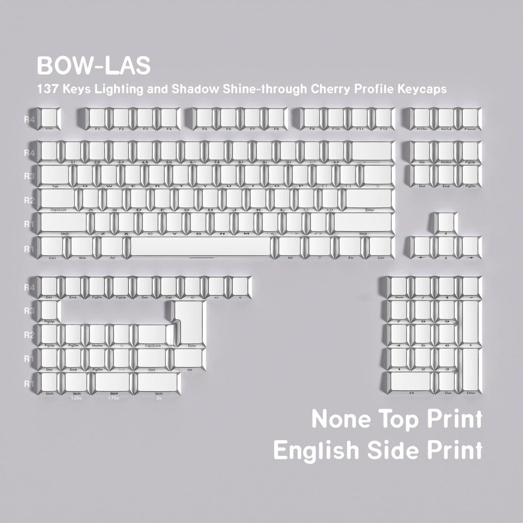 Feather White — Set de keycaps PBT Cherry LAS
