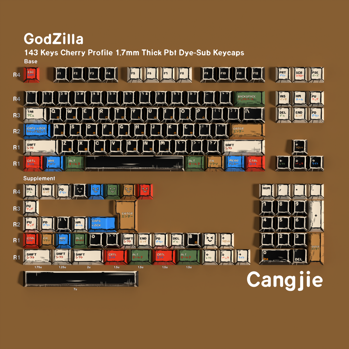 Godzilla — Cherry Non-translucent PBT Keycap Set