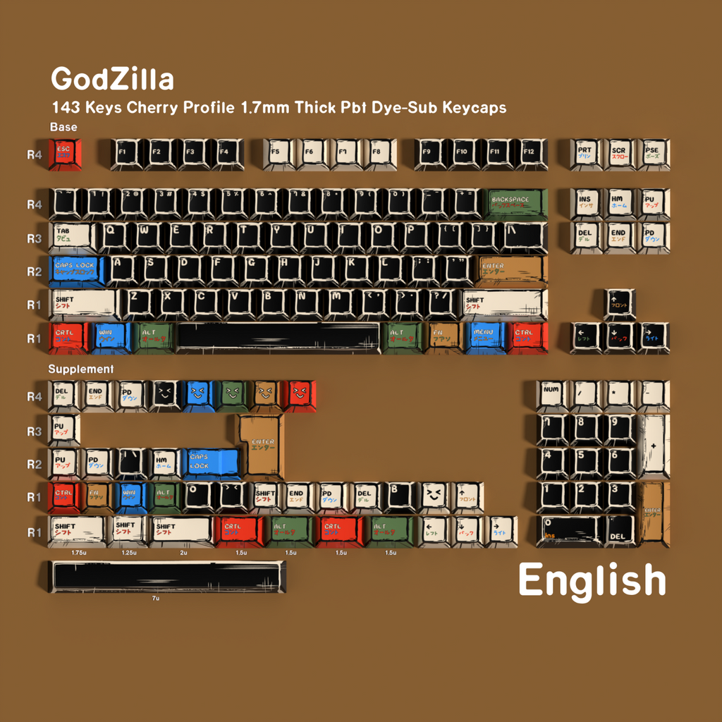Godzilla — Cherry Non-translucent PBT Keycap Set