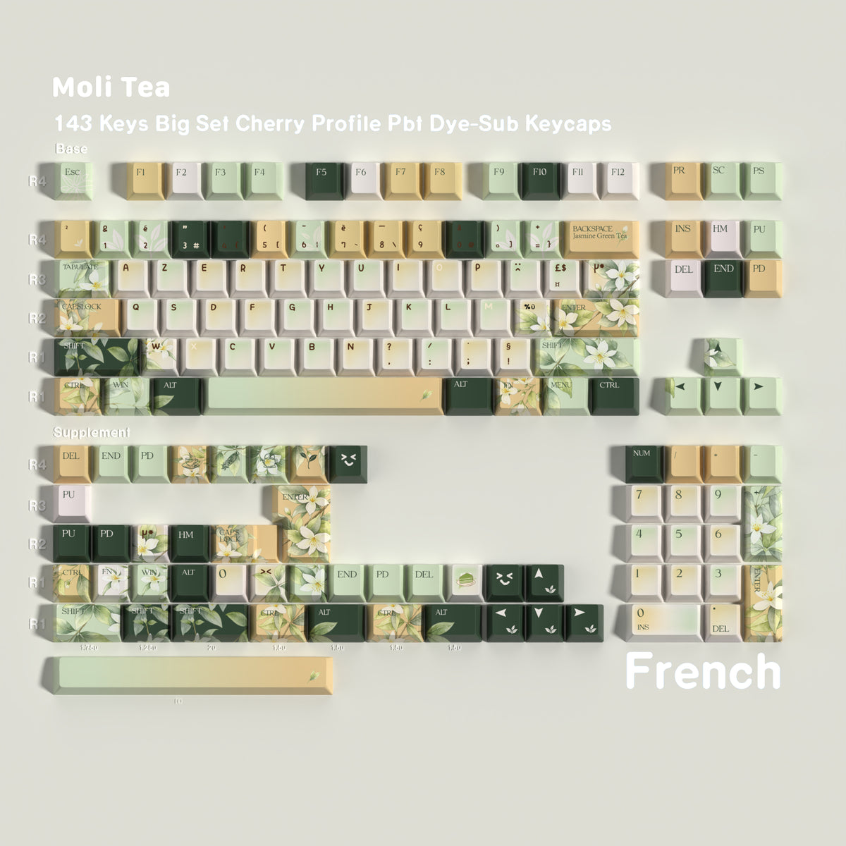 Jasmine Snow — Cherry Non-translucent PBT Keycap Set