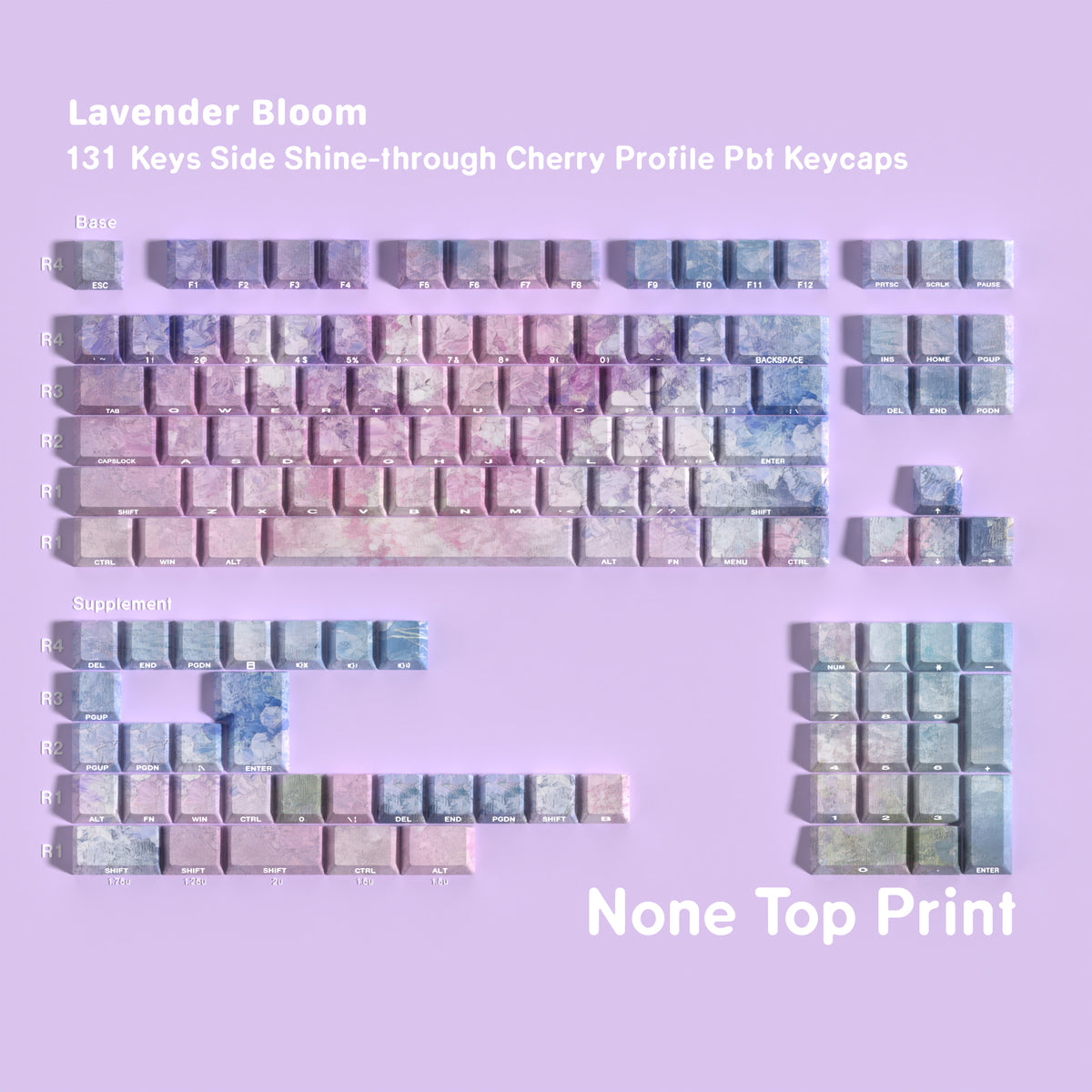 Lavender Bloom — Cherry Side-lit PBT Keycap Set
