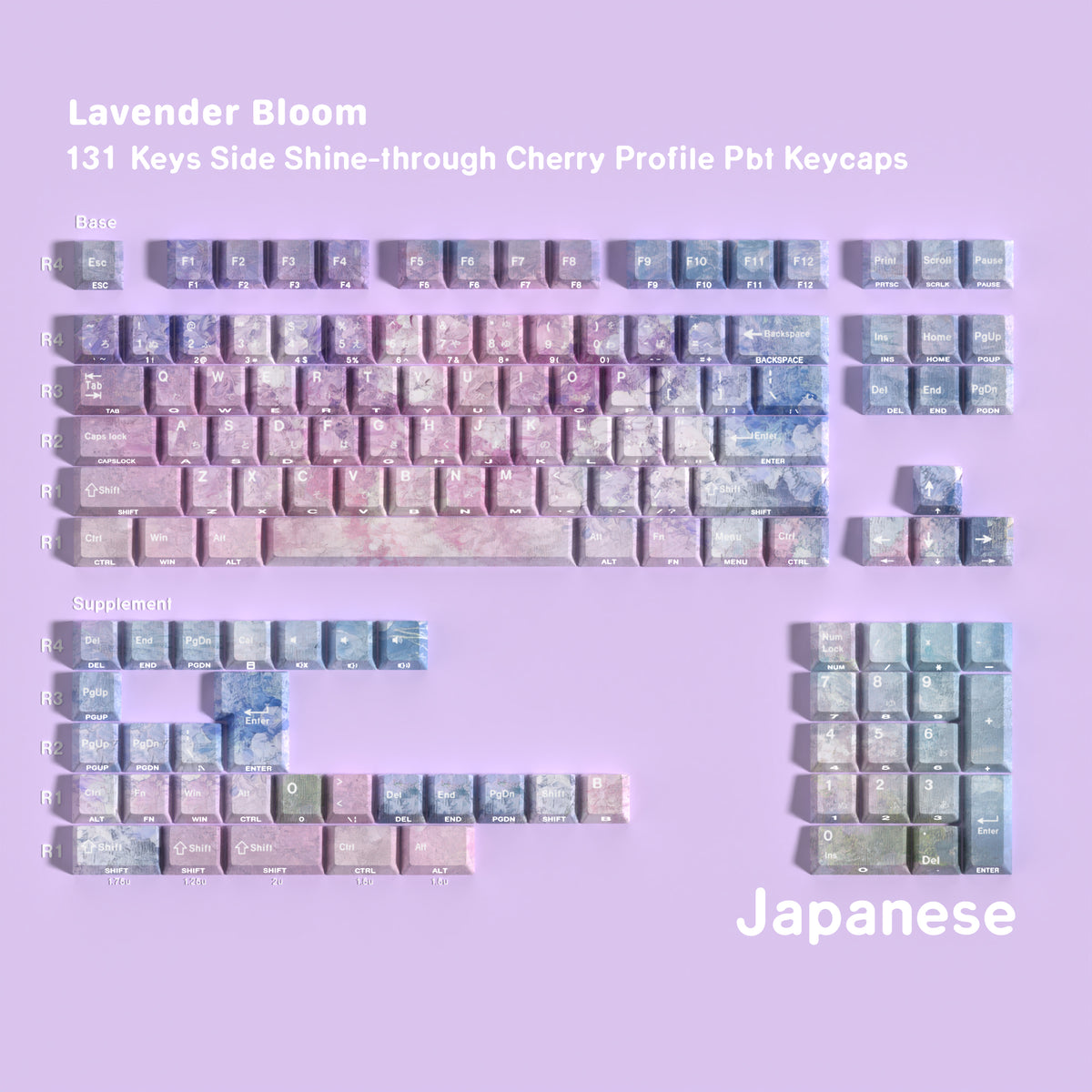 Lavender Bloom — Cherry Side-lit PBT Keycap Set