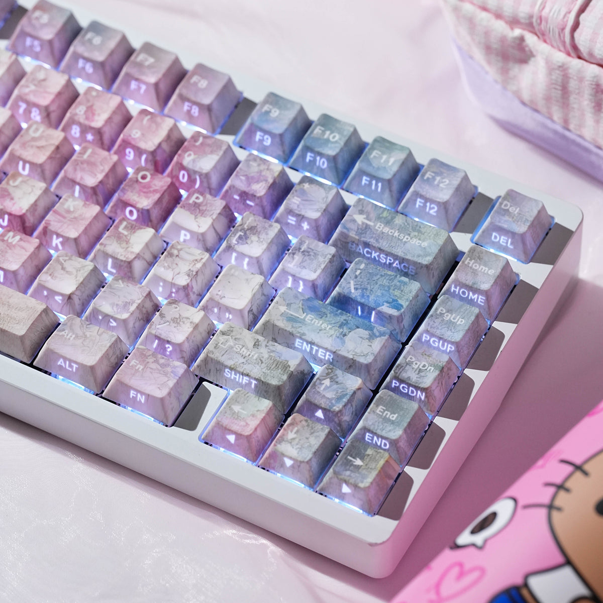 Lavender Bloom — Set de keycaps PBT Cherry Side-lit