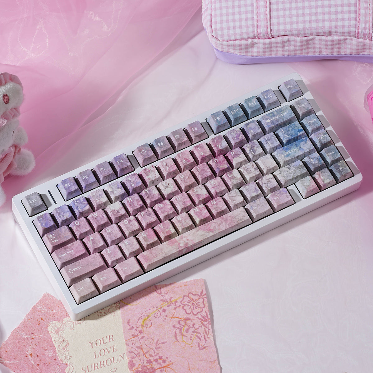 Lavender Bloom — Set de keycaps PBT Cherry Side-lit