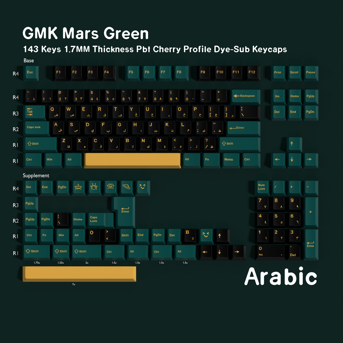 Mars Green — Cherry Non-translucent PBT Keycap Set
