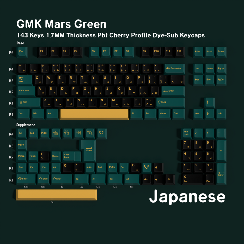 Mars Green — Cherry Non-translucent PBT Keycap Set