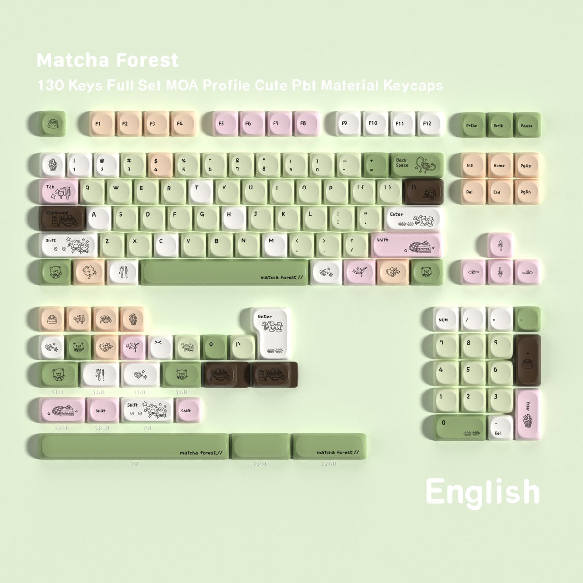 Matcha Forest — MOA Profile PBT Keycap Set — English layout
