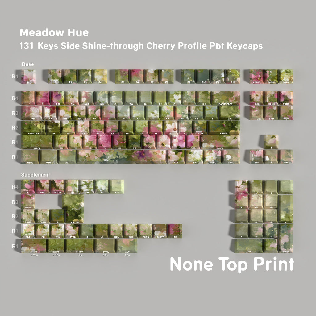 Meadow Hue — Cherry Side-lit PBT Keycap Set — Blank layout