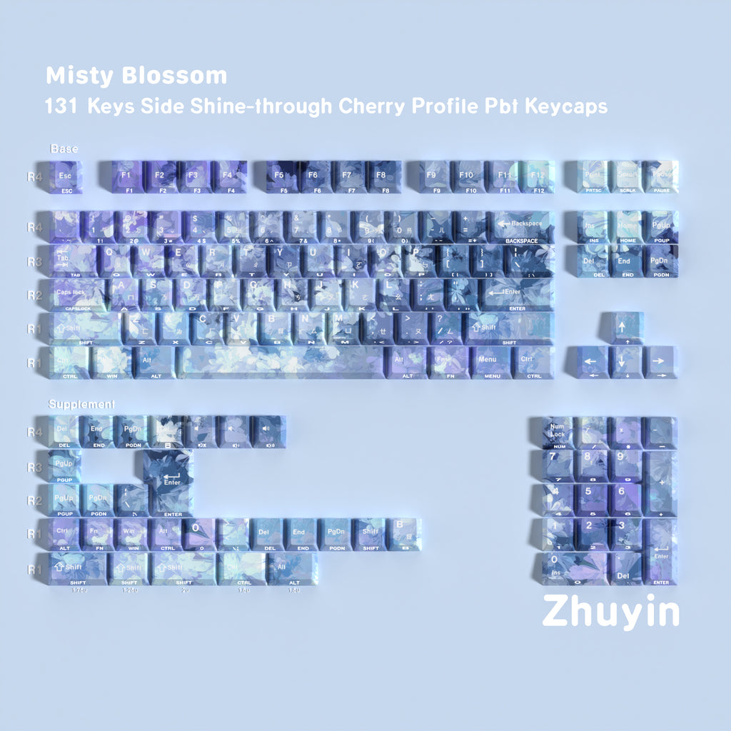 Misty Bloom — Cherry Side-lit PBT Keycap Set