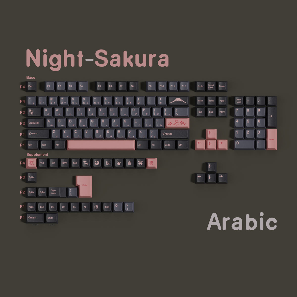 Night Sakura — Cherry Non-translucent PBT Keycap Set