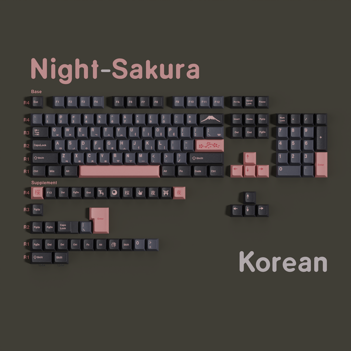 Night Sakura — Cherry Non-translucent PBT Keycap Set