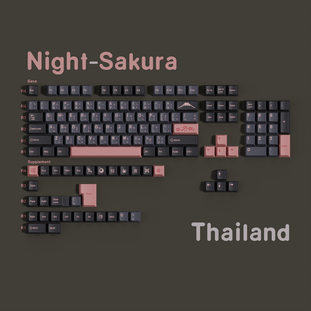 Night Sakura — Набор кейкапов PBT Cherry Non-translucent