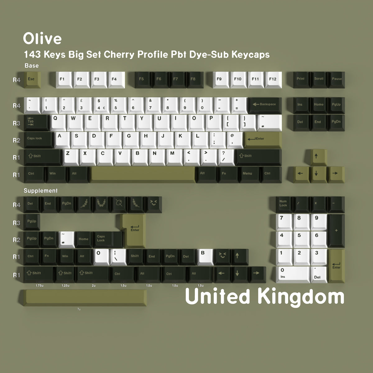 Olive — Cherry Non-translucent PBT Keycap Set
