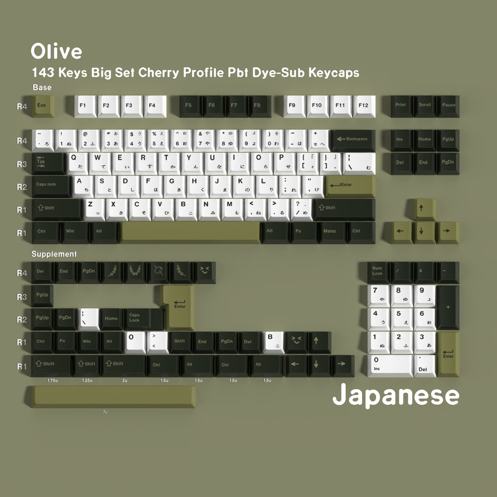 Olive — Cherry Non-translucent PBT Keycap Set