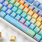 Rainbow keycap set — pastel close-up