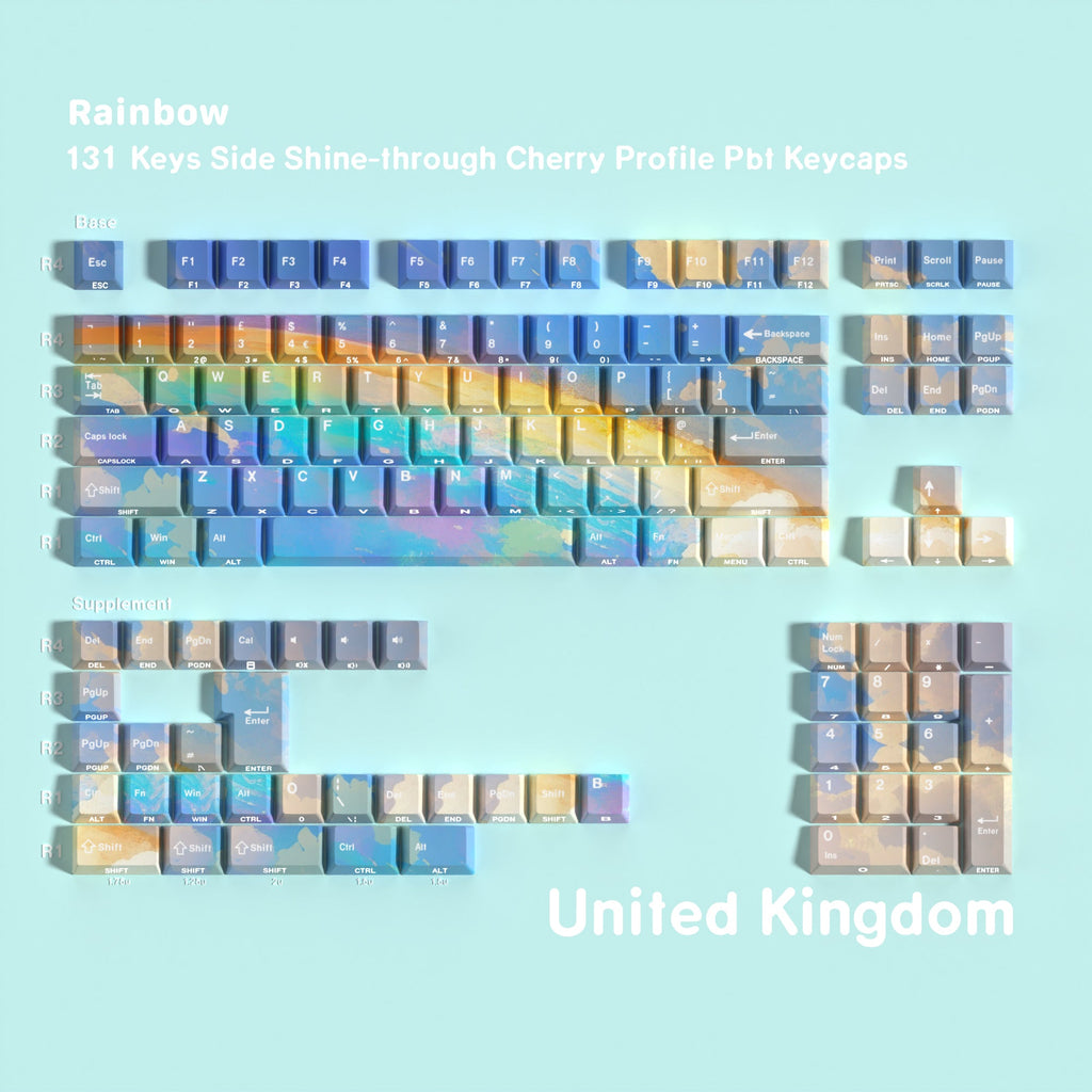 Rainbow — Cherry Side-lit PBT Keycap Set — English (UK) layout