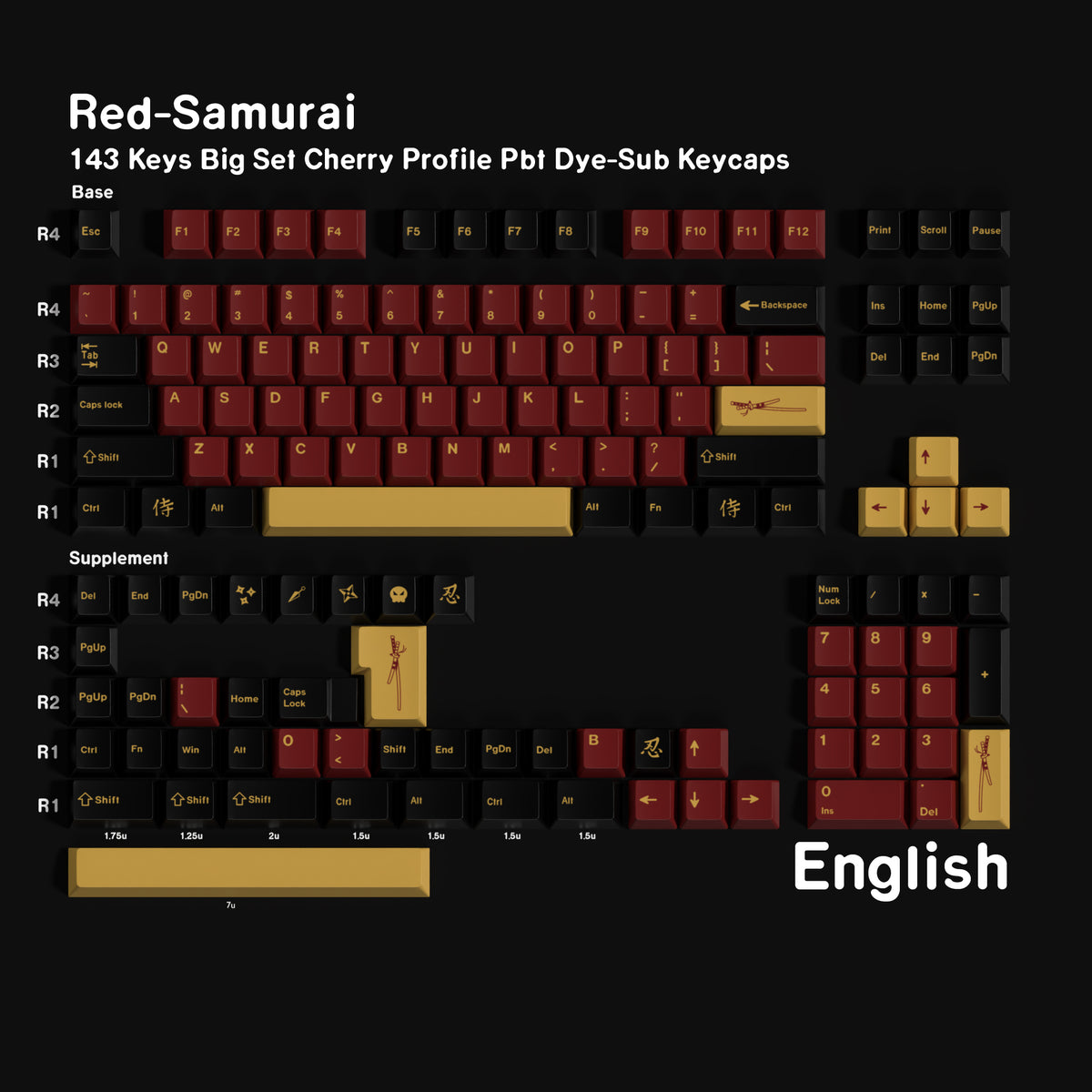 Red Samurai — Cherry Non-translucent PBT Keycap Set