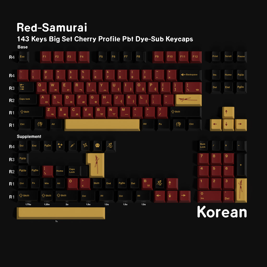 Red Samurai — Cherry Non-translucent PBT Keycap Set