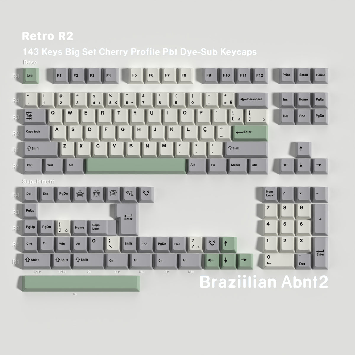 Retro Classic R2 — Cherry Non-translucent PBT Keycap Set