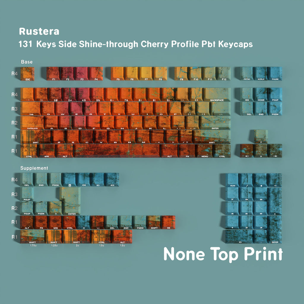 Rustera — Cherry Side-lit PBT Keycap Set — Blank layout