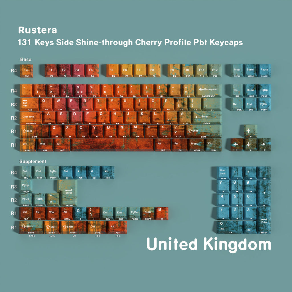 Rustera — Cherry Side-lit PBT Keycap Set — English (UK) layout